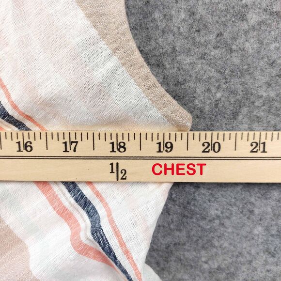 Uncle Frank Dress Sz L Midi Asymmetric Stripe Rayon Linen Summer USA Cottagecore - Picture 4 of 11